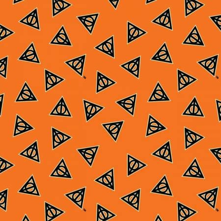 Quilting Cotton Harry Potter Deathly Hallows Glow in the Dark Orange Halloween