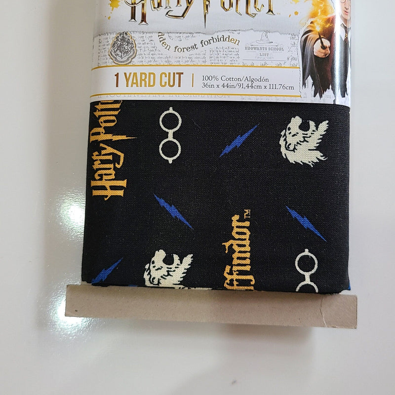 Quilting Cotton Harry Potter Pre-Cut Logos, Lions & Lightning Bolts on Black