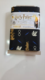 Quilting Cotton Harry Potter Pre-Cut Logos, Lions & Lightning Bolts on Black