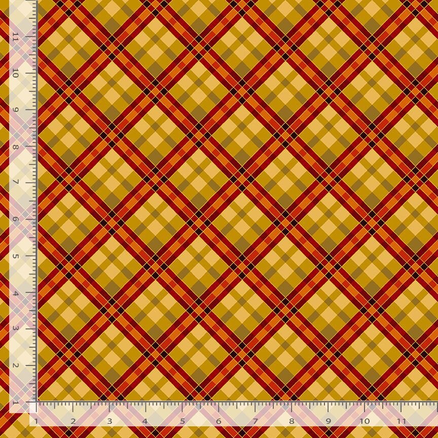 Quilting Cotton Harvest Plaid Metallic Timeless Treasures Thankful