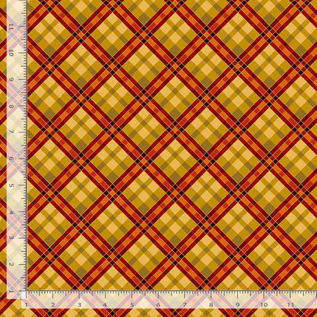 Quilting Cotton Harvest Plaid Metallic Timeless Treasures Thankful