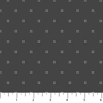 Cotton Print Hashtag Gray Dewfall Fabric 44/45"