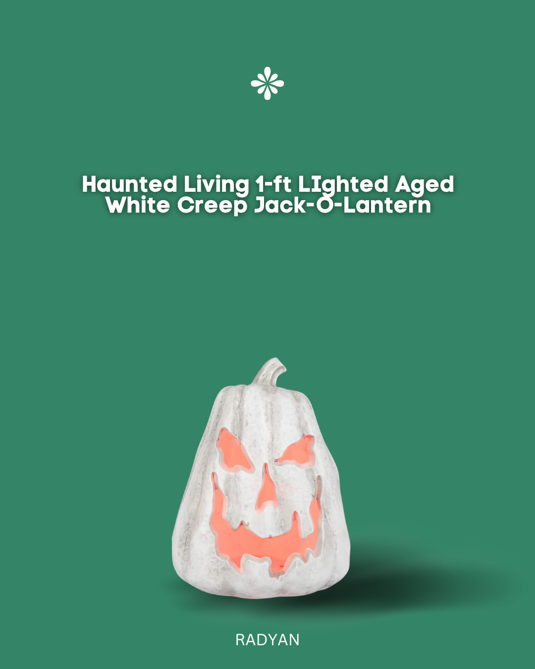 Haunted Living 1-ft LIghted Aged White Creep Jack-O-Lantern