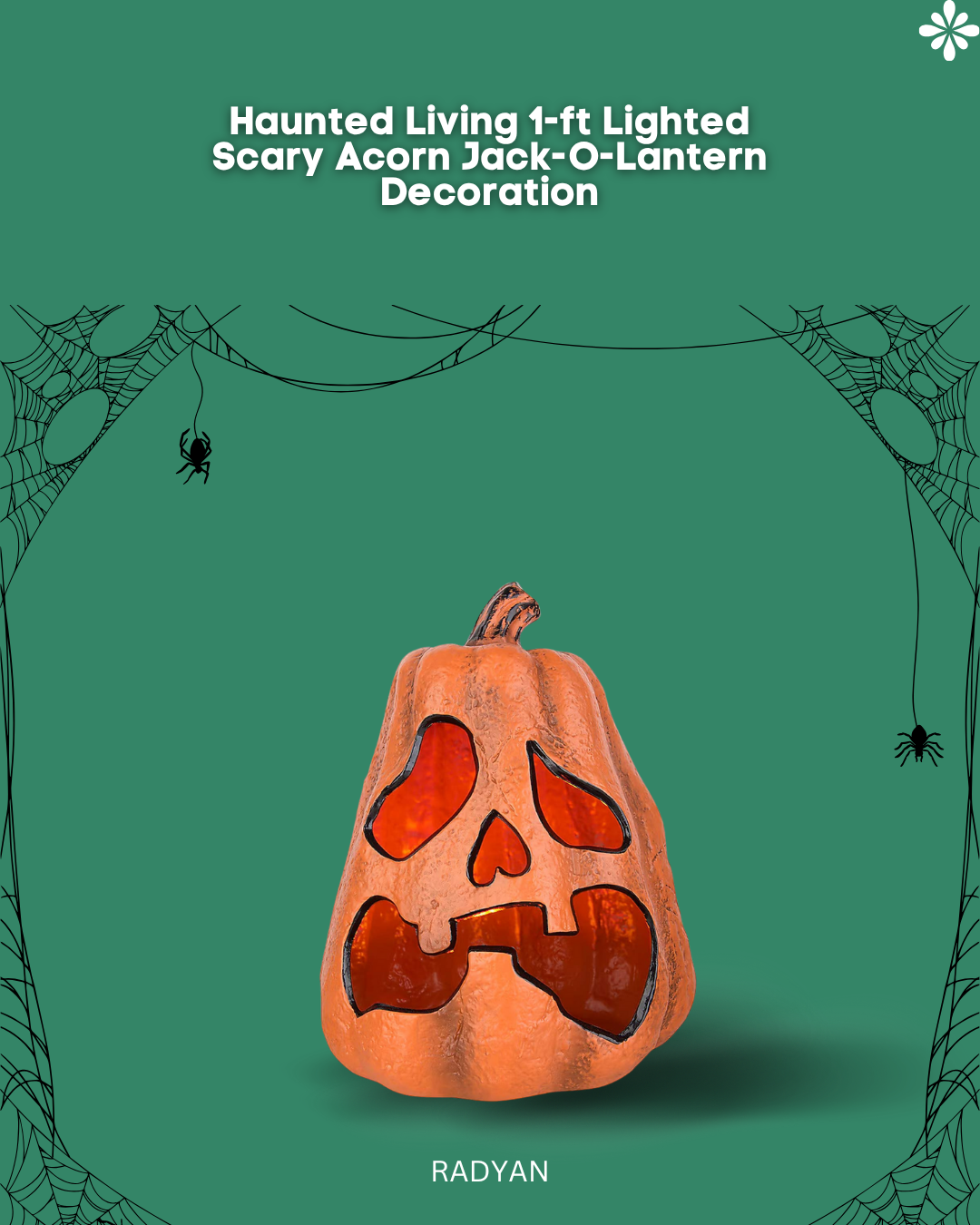 Haunted Living 1-ft Lighted Scary Acorn Jack-O-Lantern Decoration
