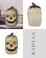 Haunted Living Lighted White Jack-O-Lantern Battery Operated Animated Halloween Decoration