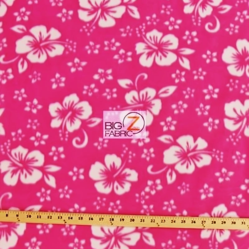 Flower Hawaiian Fuchsia Fleece Fabric