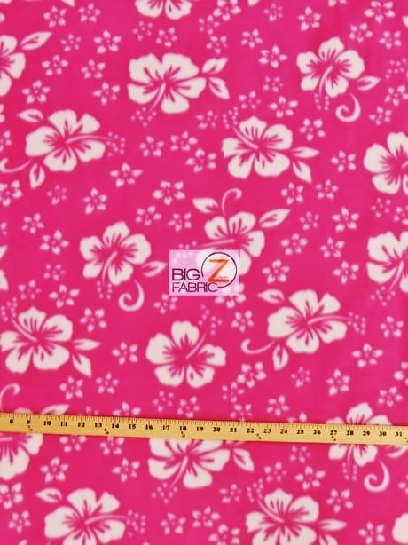 Flower Hawaiian Fuchsia Fleece Fabric