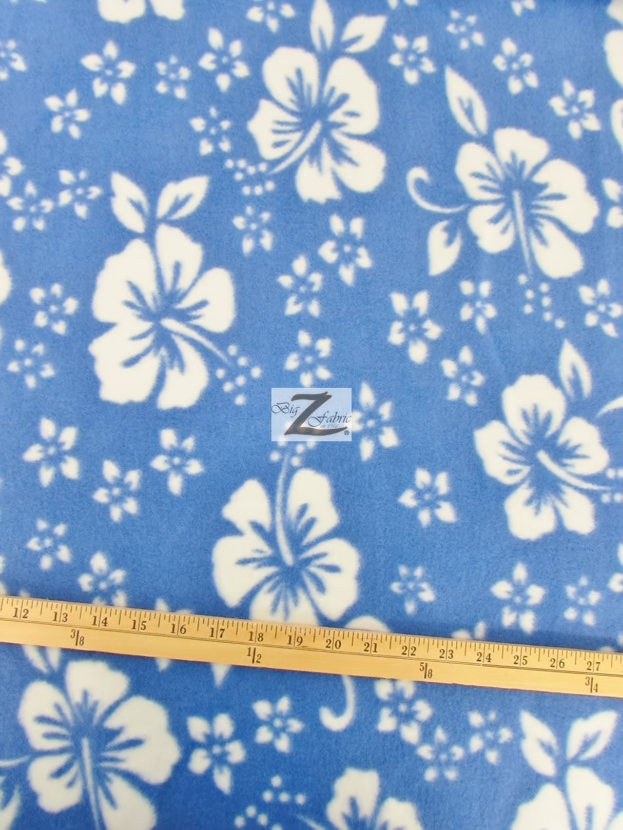 Flower Hawaiian Baby Blue Fleece Fabric
