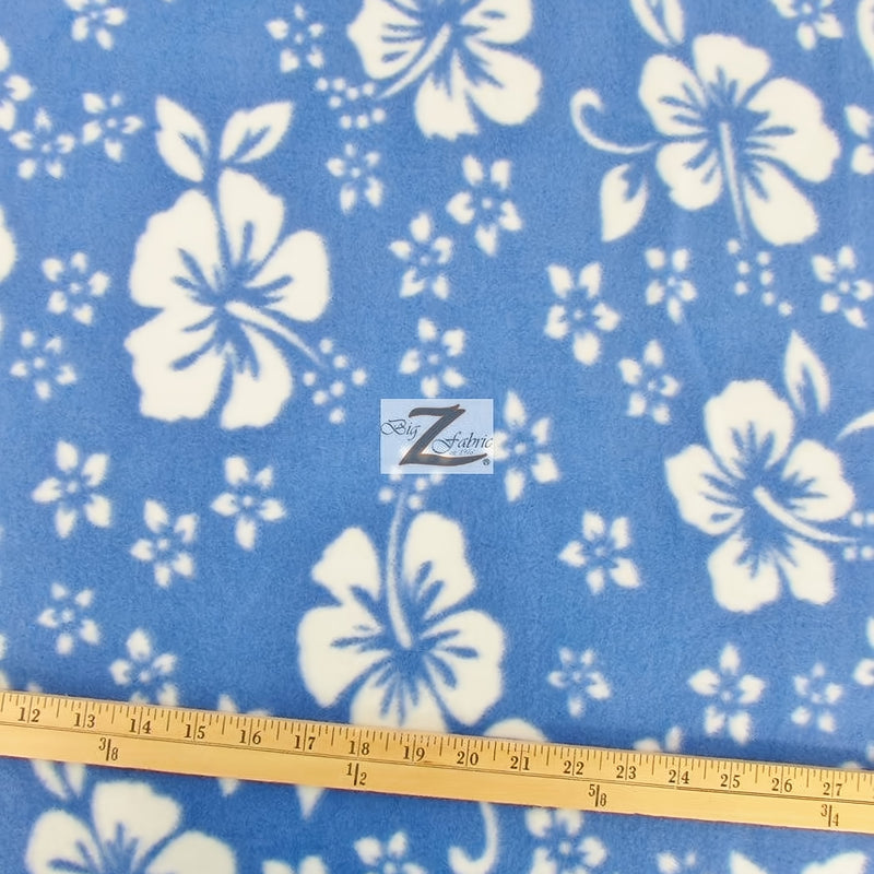 Flower Hawaiian Baby Blue Fleece Fabric