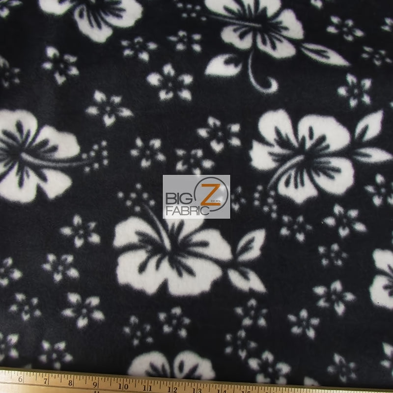 Flower Hawaiian Black Fleece Fabric