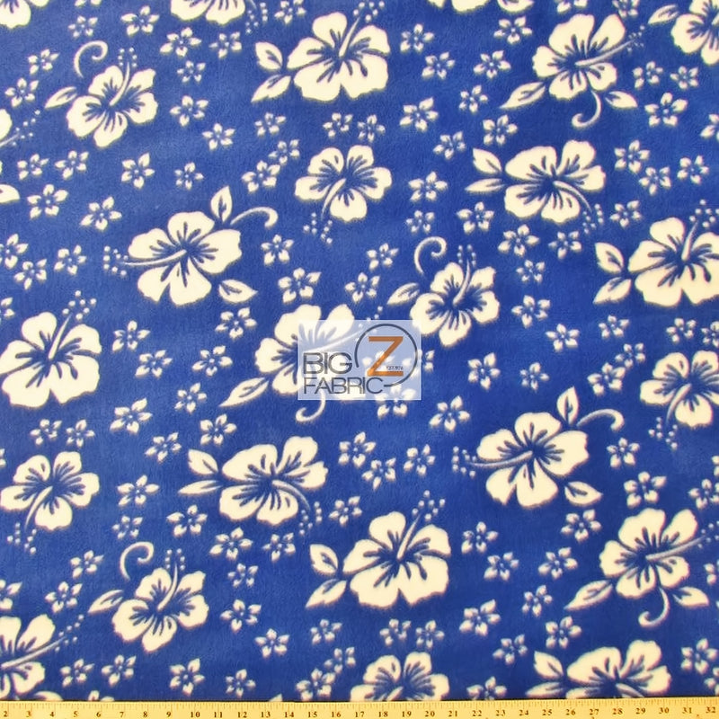 Flower Hawaiian Blue Fleece Fabric