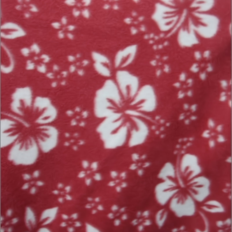 Flower Hawaiian Red Fleece Fabric