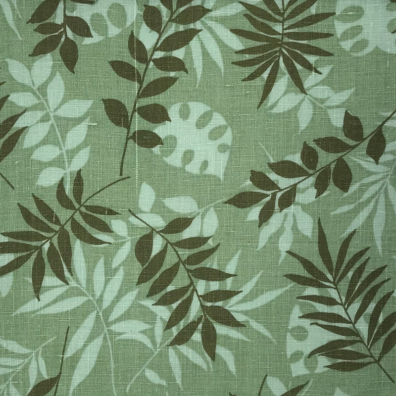 Linen Hawaiian Leaves Print Fabric Swatch