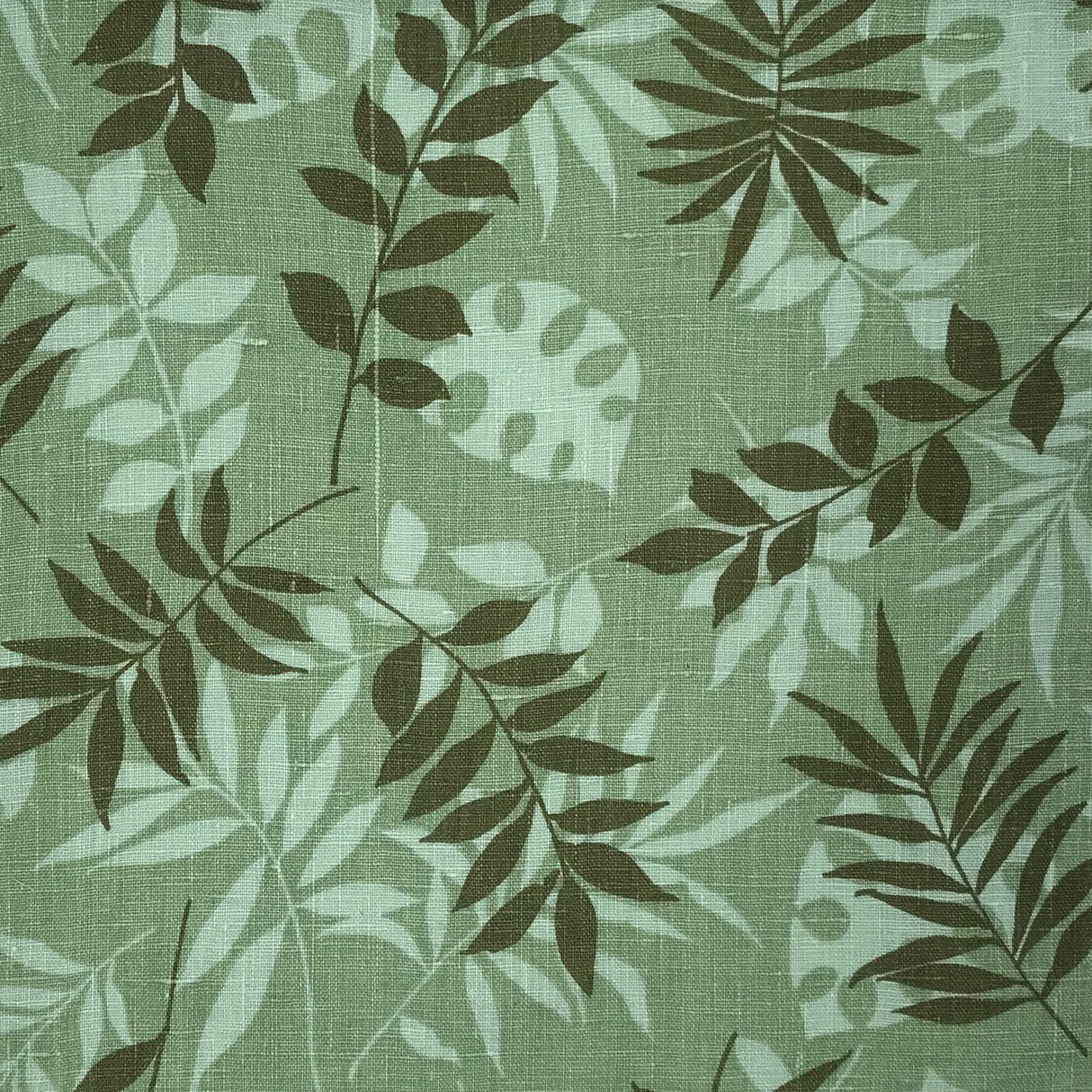 Linen Hawaiian Leaves Print Fabric Swatch