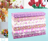 100% Cotton Fabric Pink Purple Pattern Floral Plain Printed Patchwork Cloth DIY Handmade Sewing fabrics in The Meter Needlework