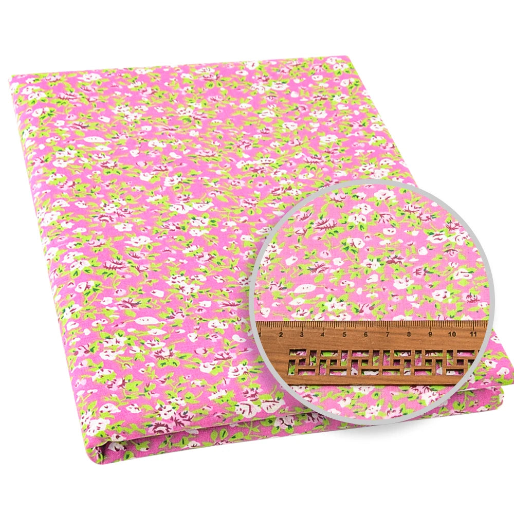 100% Cotton Fabric Pink Purple Pattern Floral Plain Printed Patchwork Cloth DIY Handmade Sewing fabrics in The Meter Needlework