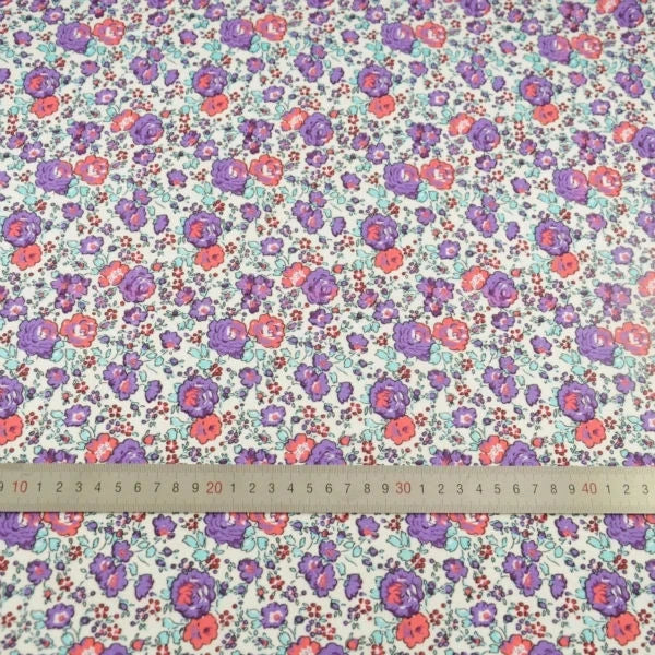 100% Cotton Fabric Pink Purple Pattern Floral Plain Printed Patchwork Cloth DIY Handmade Sewing fabrics in The Meter Needlework