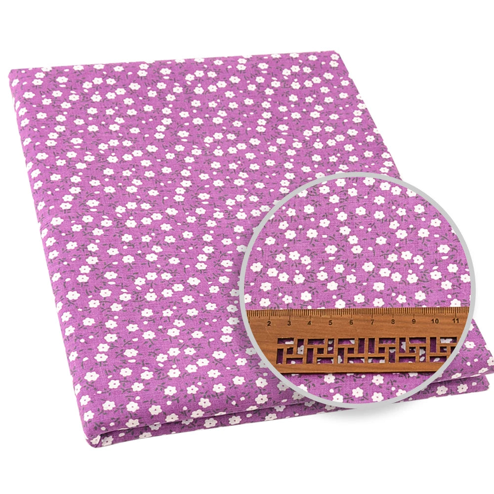 100% Cotton Fabric Pink Purple Pattern Floral Plain Printed Patchwork Cloth DIY Handmade Sewing fabrics in The Meter Needlework