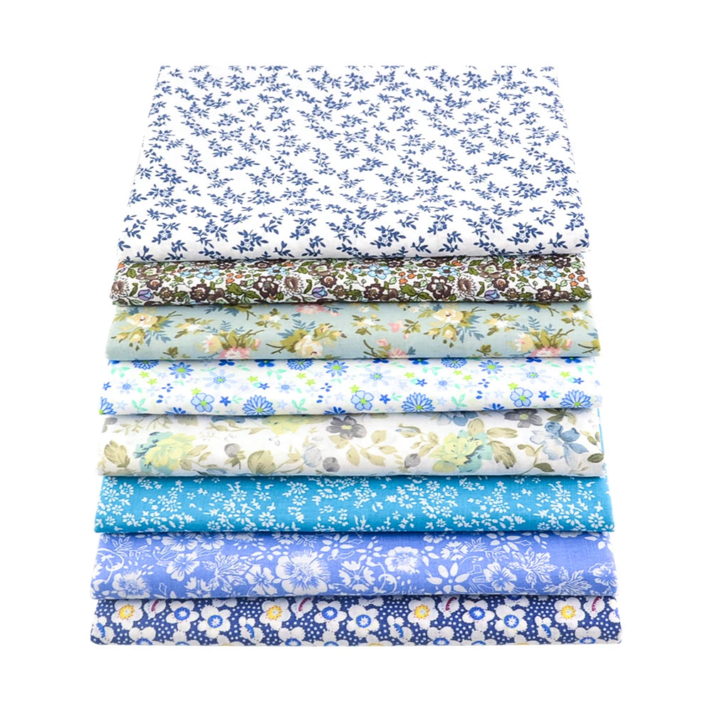 Teramila 8PCS Pack Square Multicolor Printed Cotton Fabric For Sewing Quilt Cloth Needlework Plaid Handicraft Material Patchwork
