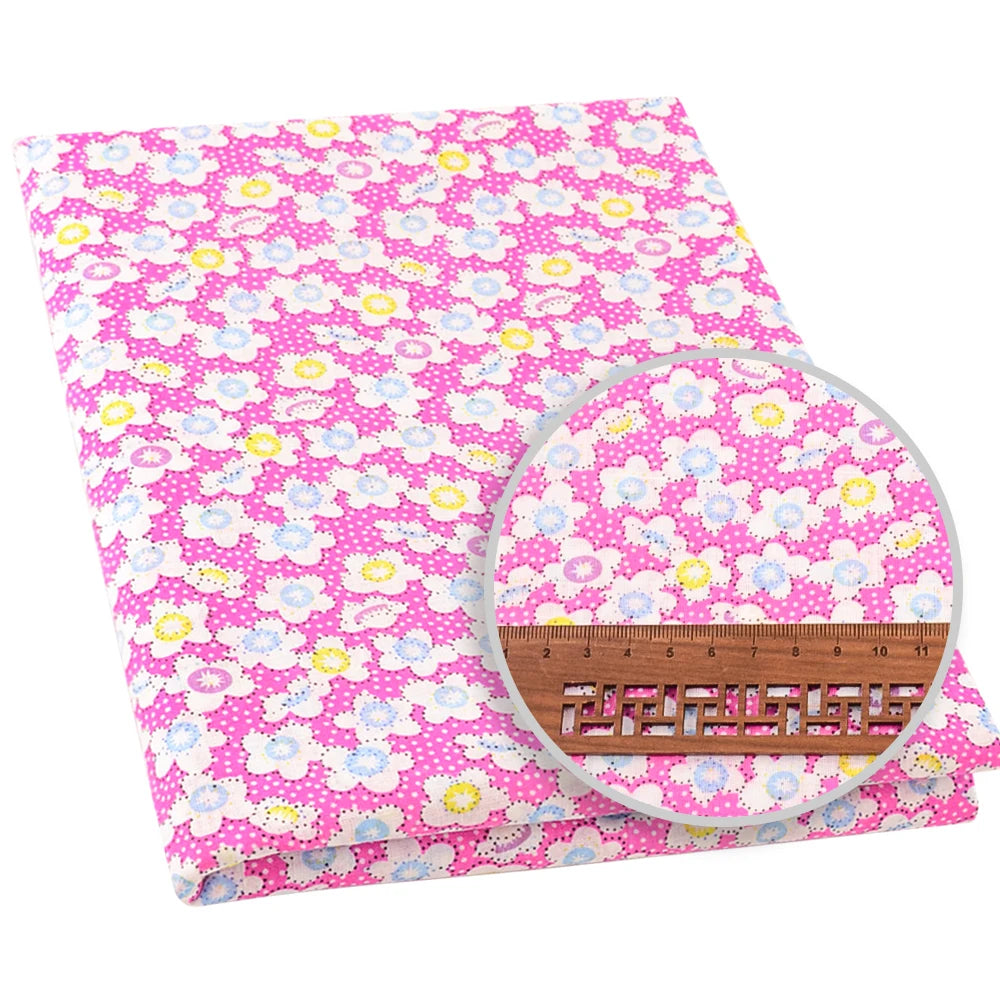 100% Cotton Fabric Pink Purple Pattern Floral Plain Printed Patchwork Cloth DIY Handmade Sewing fabrics in The Meter Needlework