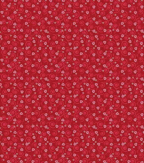 Quilting Cotton Hearts N Scrolls Red Glitter Valentine’s Day