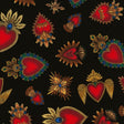 Quilting Cotton Hearts on Black Timeless Treasures