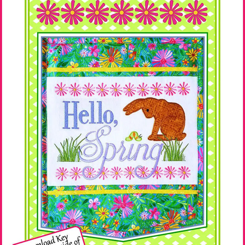 Embroidery Pattern Hello Spring Wall Hanging