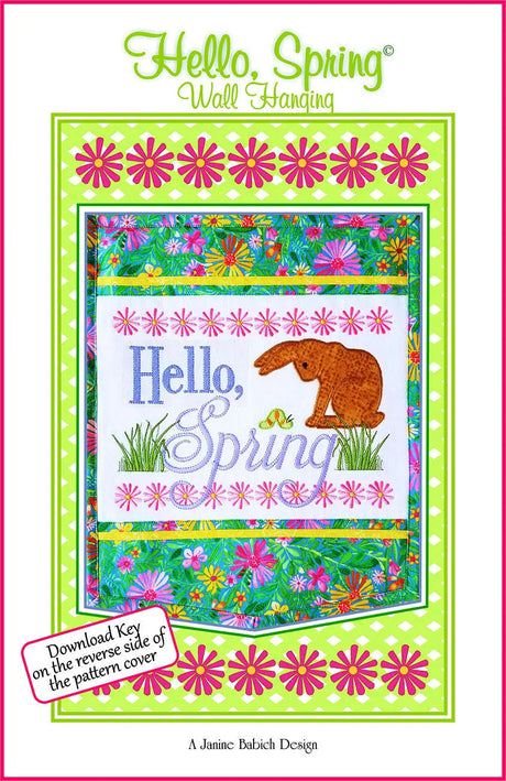 Embroidery Pattern Hello Spring Wall Hanging