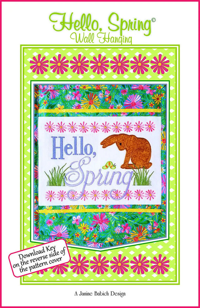 Embroidery Pattern Hello Spring Wall Hanging