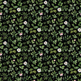 Quilting Cotton Blush Collection Leaf Toss Black Green 100% Cotton Northcott