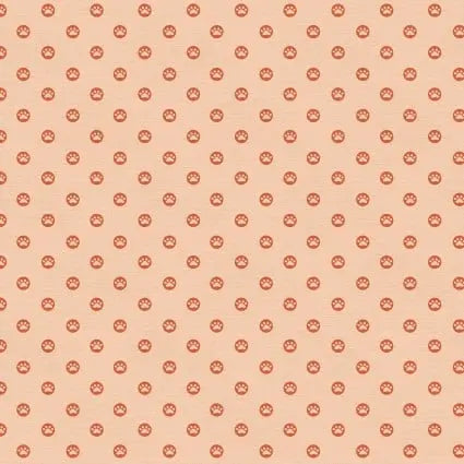 Cotton Quilting Fabric Here Kitty, Kitty Polka Paws Orange 43/44"