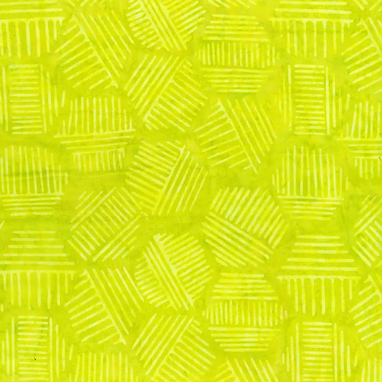 Cotton Hexies Citrus Green Batik Fabric 44/45"
