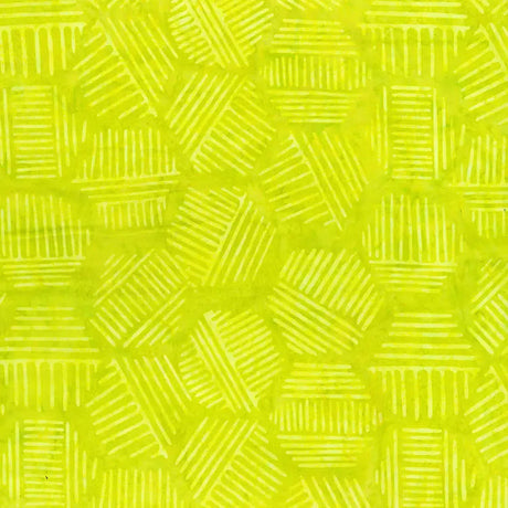 Cotton Hexies Citrus Green Batik Fabric 44/45"