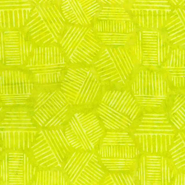 Cotton Hexies Citrus Green Batik Fabric 44/45"