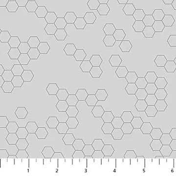 Cotton Print Hexies Gray Pigment Dewfall Fabric 44/45"
