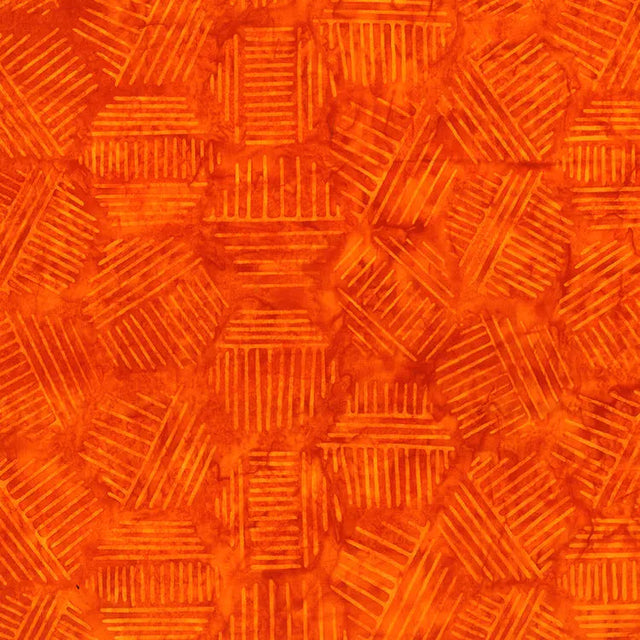 Cotton Hexies Pumpkin Batik Fabric 44/45"