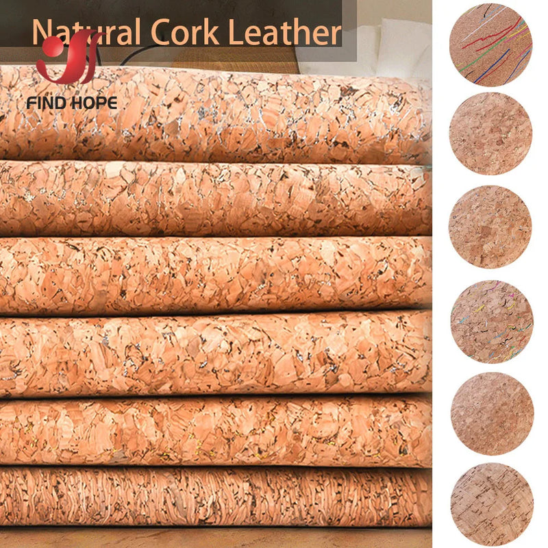 1 Roll 20*120cm Natural Cork Leather Sewing Fabric Wood Grain Material for Background Handmade Bag Bow Decor Crafts DIY