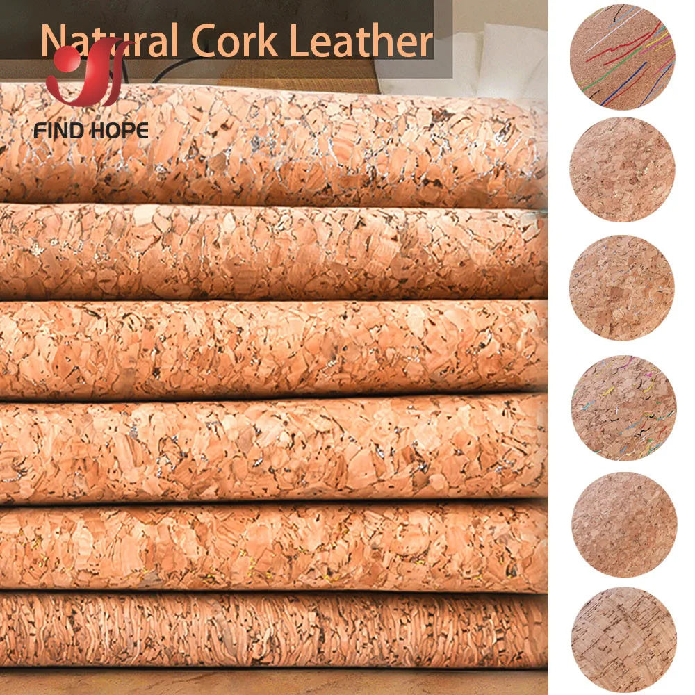 1 Roll 20*120cm Natural Cork Leather Sewing Fabric Wood Grain Material for Background Handmade Bag Bow Decor Crafts DIY