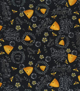 Quilting Cotton Bee Hives and Phrases on Black 100% Cotton