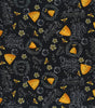 Quilting Cotton Bee Hives and Phrases on Black 100% Cotton