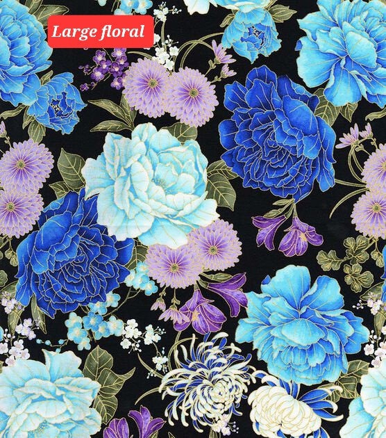 Quilting Cotton Hi Fashion Metallic Floral Timeless Treasures