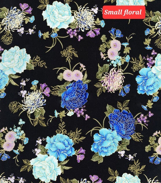 Quilting Cotton Hi Fashion Metallic Floral Timeless Treasures