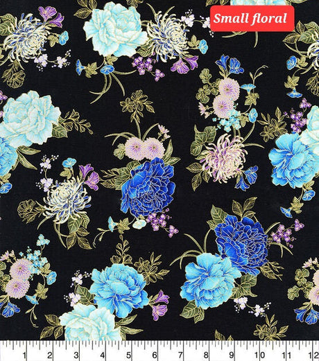 Quilting Cotton Hi Fashion Metallic Floral Timeless Treasures