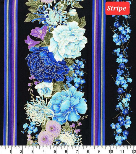 Quilting Cotton Hi Fashion Metallic Floral Timeless Treasures