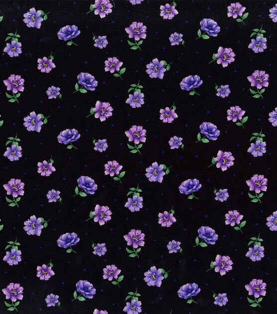 Quilting Cotton Dahlia Purple Small Floral 100% Cotton