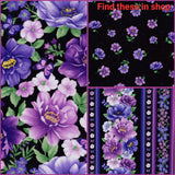 Quilting Cotton Dahlia Purple Small Floral 100% Cotton