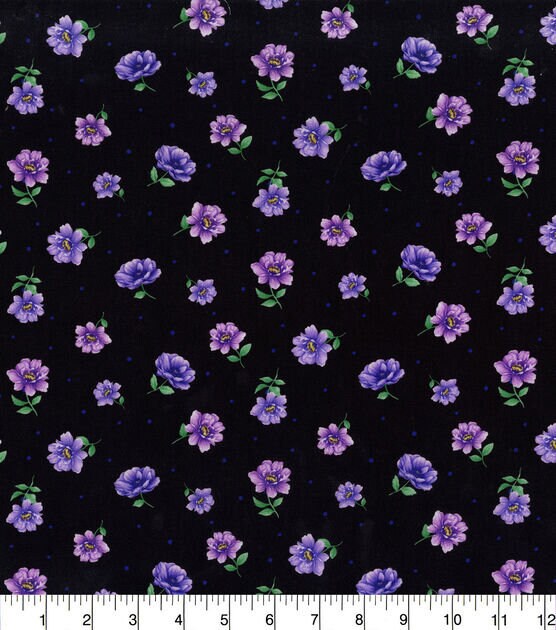 Quilting Cotton Dahlia Purple Small Floral 100% Cotton