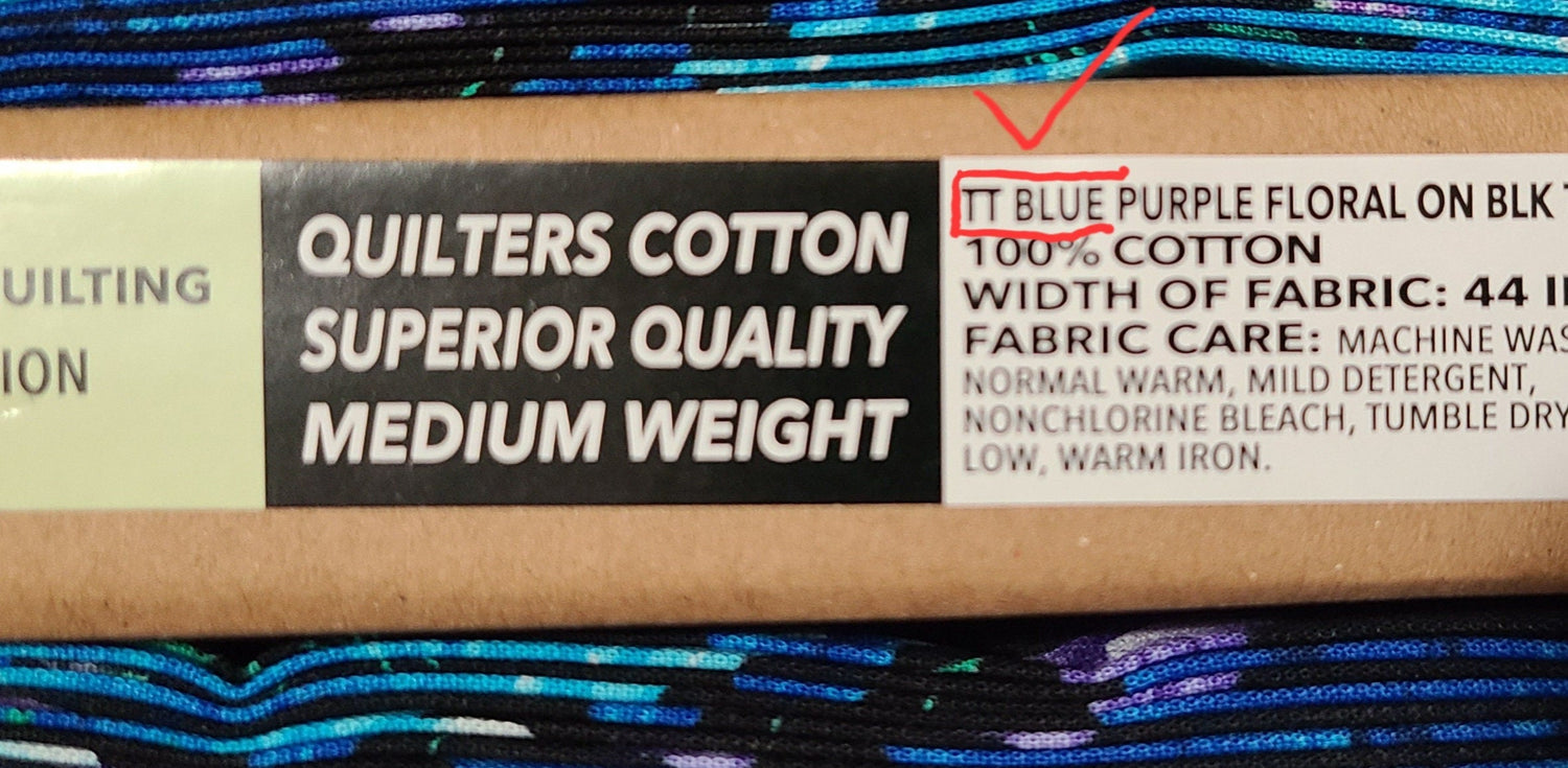 Quilting Cotton Hi Fashion Floral On Black Tossed Blue Purple