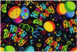 Quilting Cotton Black Birthday Print 100% Cotton