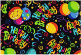 Quilting Cotton Black Birthday Print 100% Cotton